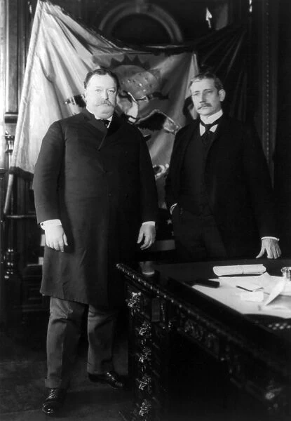 (1857-1930). 27th President of the United States. Photographed with Elihu Root, the Secretary of War in 1904