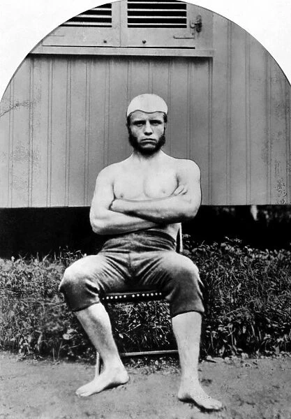 (1858-1919). 26th President of the United States. Roosevelt as a boxer while a student at Harvard. Photographed c1880