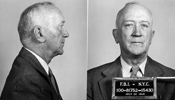 (1881-1961). American labor leader. FBI mug shot of Foster, then chairman of the U. S. Communist Party, after his July 1948 indictment under the federal Smith Act of 1940, which prohibited conspiring to teach the violent overthrow of the government