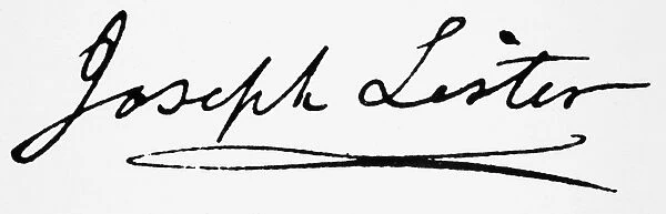1st Baron Lister of Lyme Regis. English surgeon. Autograph signature