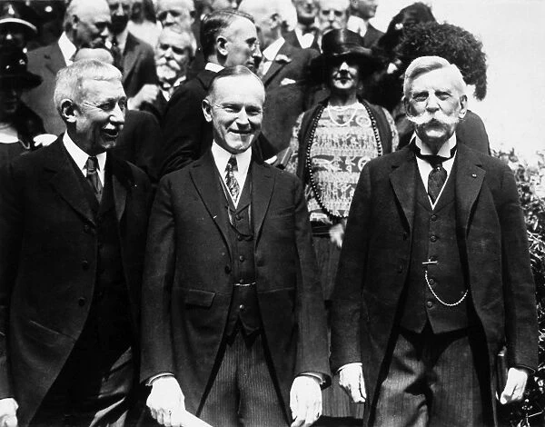 30th President of the United States. Left to right: Elihu Root, Coolidge, and Associate Justice Oliver Wendell Holmes, Jr. in the late 1920s