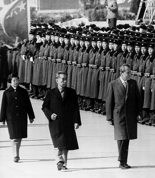 37th President of the United States. Nixon with Chinese Premier Chou En-lai during his diplomatic visit to China. Photographed February 1972