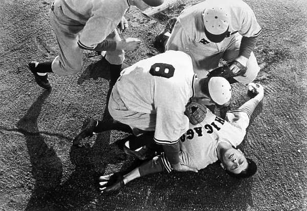 40th President of the United States. Reagan, on the ground, as the retired baseball pitcher Grover Cleveland Alexander in the film The Winning Team, 1952