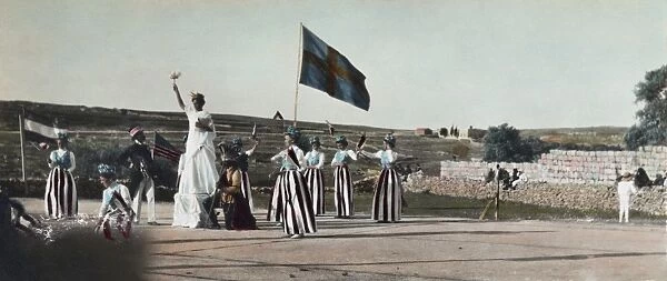 4TH OF JULY PAGEANT, c1910. Fourth of July pageant at the American Colony, Jerusalem