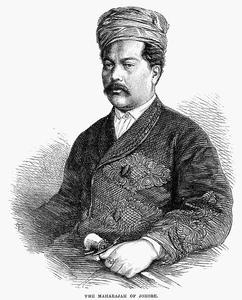 ABU BAKAR (1833-1895). Sultan of Johor, Malaysia. Wood engraving, English, 1866