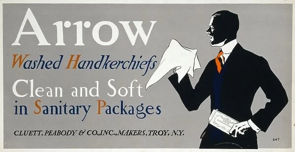 AD: ARROW, c1925. Advertisement for Arrow handkerchiefs. Lithograph by Edward Penfield