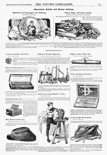 AD: ART SUPPLIES, 1890. American magazine advertisements for art supplies, 1890