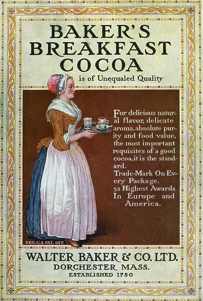 Advertisement for Bakers Breakfast Cocoa, c1900
