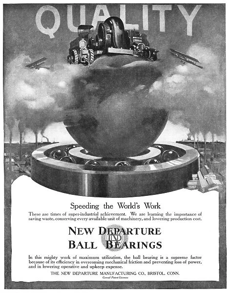 AD: BALL BEARING, 1918. American advertisement for New Departure Ball Bearings