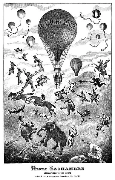 AD: BALLOONS, c1880. Advertisement for Henri Lachambres balloon manufacturing business in Paris