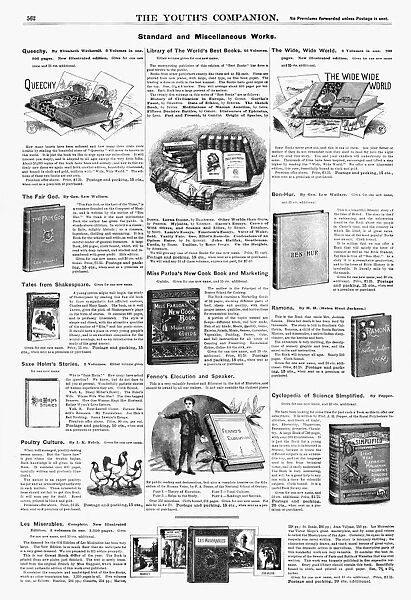 ADVERTISEMENT: BOOKS, 1890. American magazine advertisements for Standard
