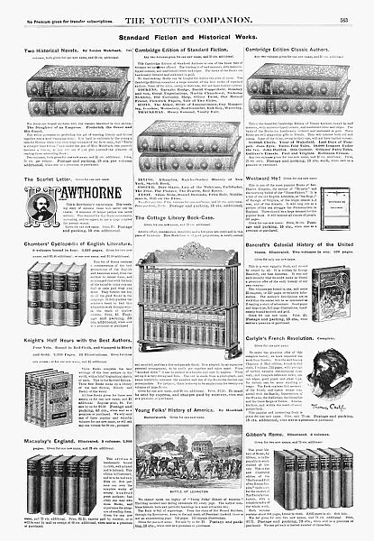 ADVERTISEMENT: BOOKS, 1890. American magazine advertisements for Standard Fiction