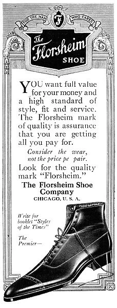 AD: FLORSHEIM SHOES, 1919. American advertisement for Florsheim Shoes, 1919