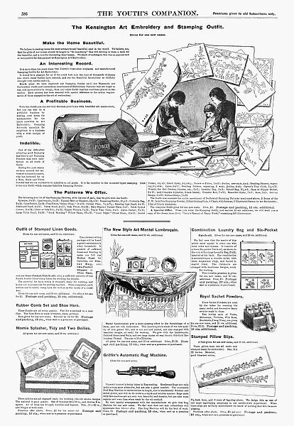 AD: HOUSEWARES, 1890. American magazine advertisements for various linen housewares