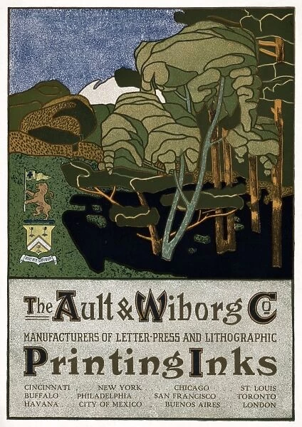 AD: INK, c1895. Advertisement for The Ault & Wilborg Company, manufacturers of lithography