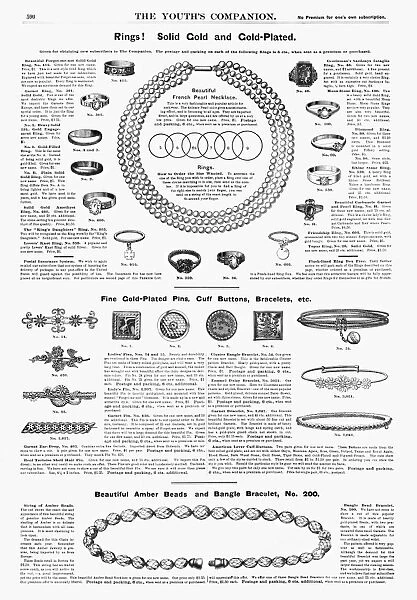 AD: JEWELRY, 1890. American magazine advertisement for jewelry, 1890