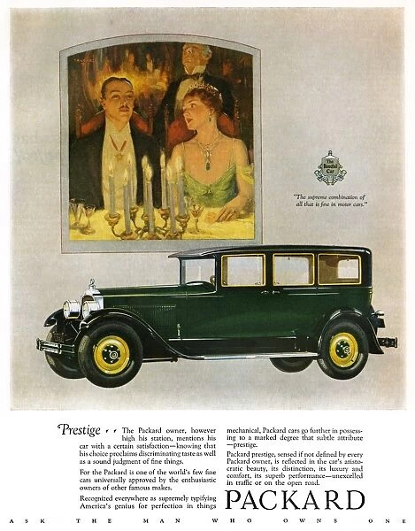 AD: PACKARD, 1927. American advertisement for Packard motor car, 1927