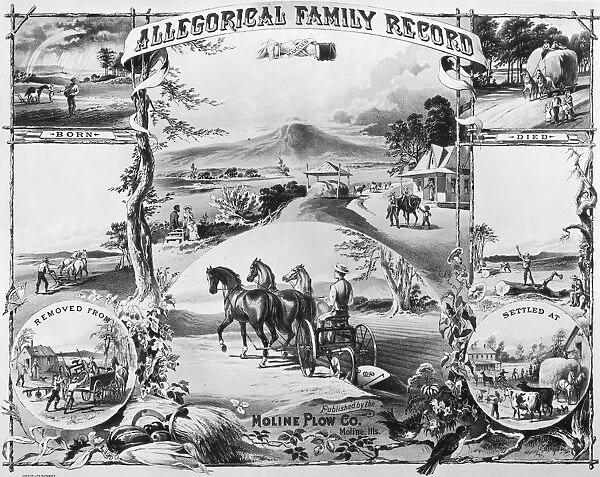 ADVERTISEMENT: PLOW, 1881. Allegorical Family Record