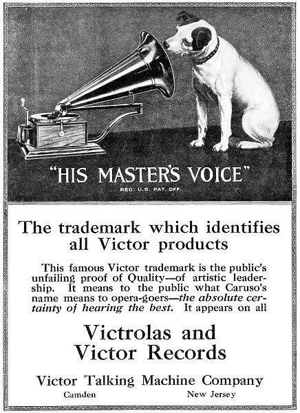 AD: RCA VICTOR, 1920. American advertisement for Victorolas and Victor Records