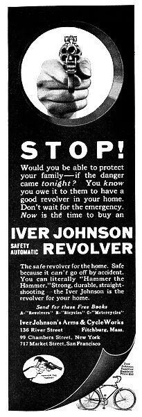 AD: REVOLVER, 1919. American advertisement for the Iver Johnson Safety Automatic Revolver