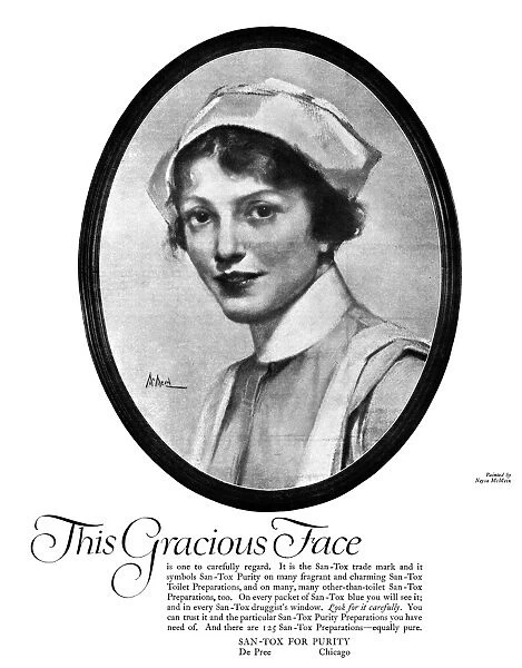 AD: SAN-TOX, 1918. American advertisement for San-Tox health and beauty products