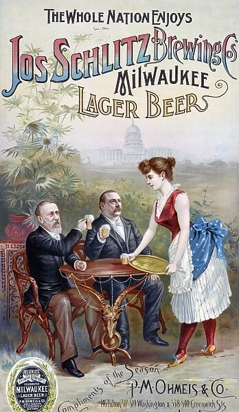 AD: SCHLITZ, c1888. The whole nation enjoys Jos Schlitz Brewing Co.s Milwaukee lager beer