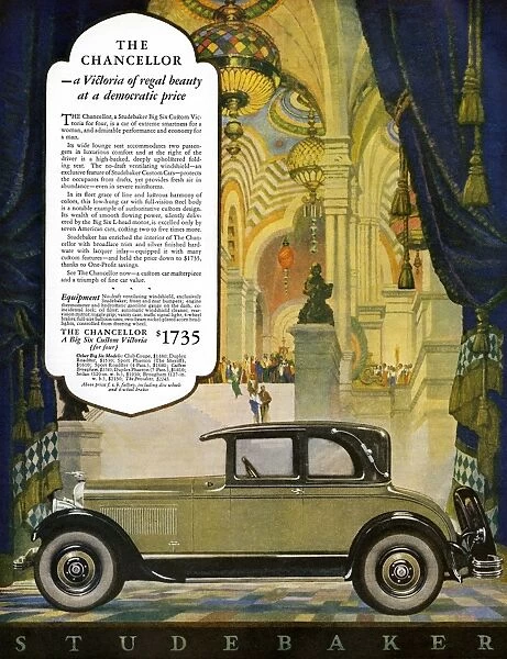 AD: STUDEBAKER, 1927. American advertisement for The Chancellor, manufactured by Studebaker