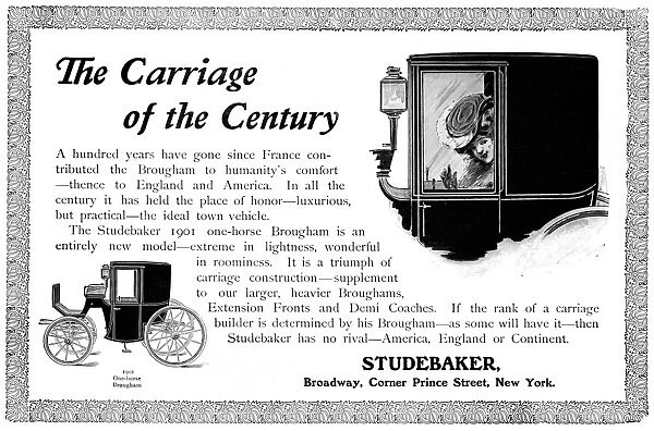 AD: STUDEBAKER CARRIAGES. American magazine advertisement for Studebaker Carriages