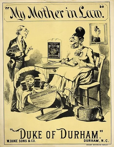 AD: TOBACCO, c1890. Advertisement for Duke of Durham tobacco. Published by Donaldson Brothers