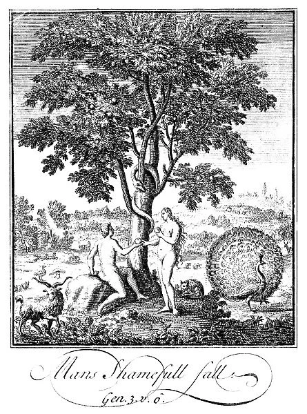 ADAM AND EVE. Therefore the Lord God sent him forth from the Garden of Eden. Engraving