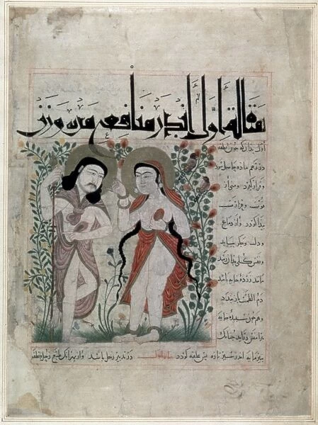 ADAM AND EVE. Persian manuscript illumination, c1290-1300