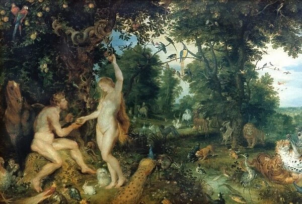 ADAM AND EVE by Peter Paul Rubens. Oil