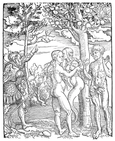 ADAM & EVE. Woodcut by Lucas Cranach the Elder, c1523