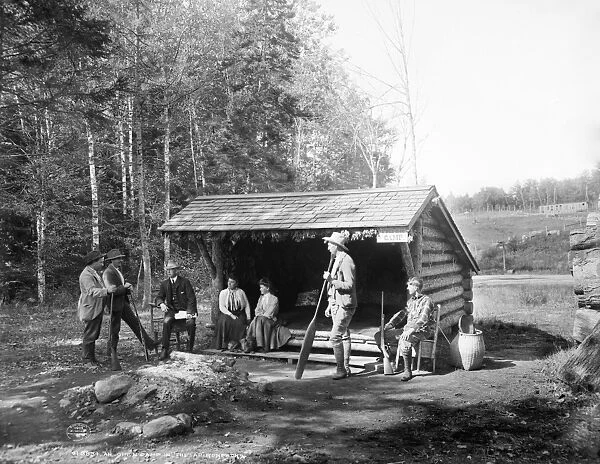 ADIRONDACKS: CABIN, c1903. A lean-to cabin in the Adirondacks, New York. Photograph