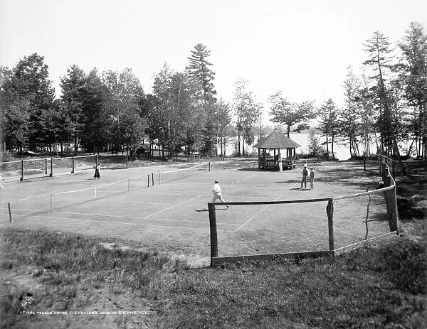 ADIRONDACKS: TENNIS COURTS. Tennis courts at the Antlers Hotel on Raquette Lake