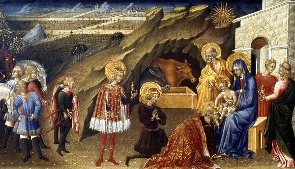 THE ADORATION OF THE MAGI. Giovanni di Paolo. Wood, c1450
