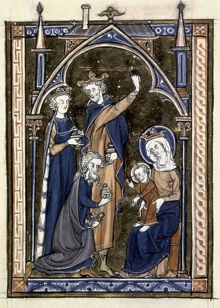 ADORATION OF MAGI. Illumination from a Flemish Psalter, c1275