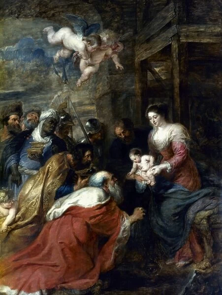 ADORATION OF THE MAGI. Oil, 1634, by Peter Paul Rubens