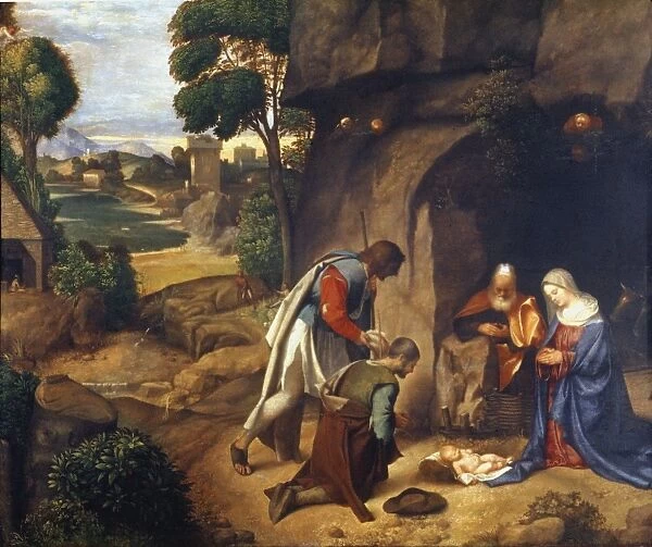 ADORATION OF SHEPHERDS. Painting by Giorgione c1505-10