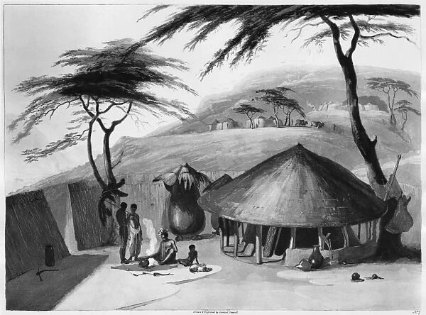 AFRICA: VILLAGE. A Boosh-Wannah Hut. Engraving published in African Scenery