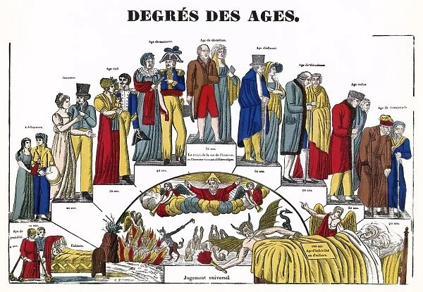 AGES OF MAN, 1826. The Ages of Man. French Epinal print, 1826, by Francois Georgin