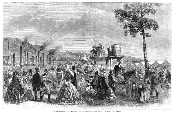 AGRICULTURAL SHOW, 1861. The implement yard at the Royal Agricultural Societys show at Leeds