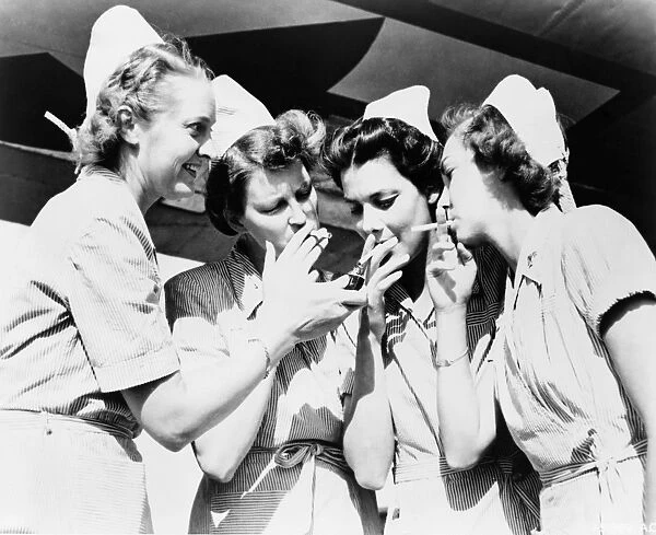 AIR FORCE NURSES, c1945. A group of American nurses, stationed on a bomber base in Russia