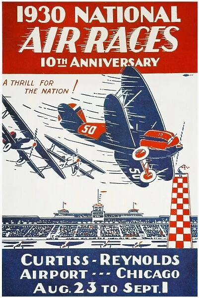 AIR RACE POSTER, 1930. A 1930 National Air Race poster from Chicago