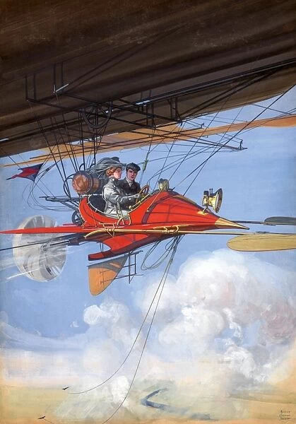 AIR TRAVEL, c1905. An artists conception of future air travel. Drawing by Harry Grant Dart