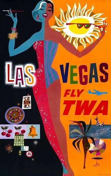AIRLINE POSTER, c1962. Poster advertising travel to Las Vegas and Trans-World Airlines