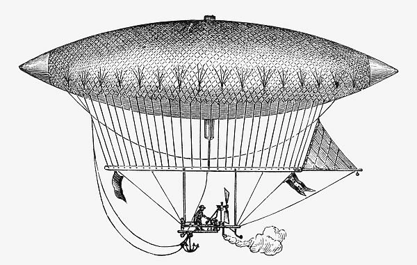 Airship invented by Henri Giffard in 1852, which was the first steam-powered and navigable airship