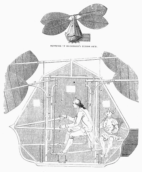 Airship invented by Jean Pierre Francois Blanchard in the 18th century