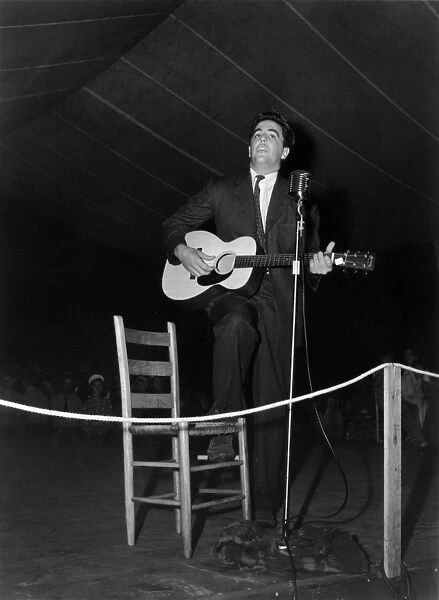 ALAN LOMAX (1915-2002). American folklorist. On stage at the Mountain Music Festival in Asheville