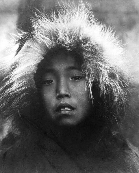 ALASKA: ESKIMO CHILD. Eskimo child wearing a fur hood, Alaska. Photograph, c1905